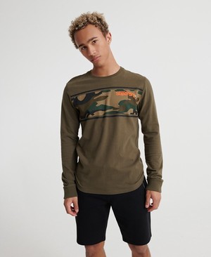 Superdry Core Logo Camo Stripe Férfi Pólók MélyBarna | GQNMV8297